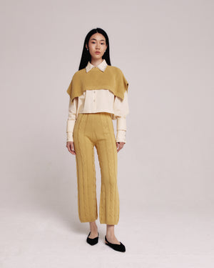 Chartreuse Cable Knit Pants
