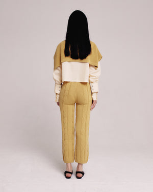 Chartreuse Cable Knit Pants