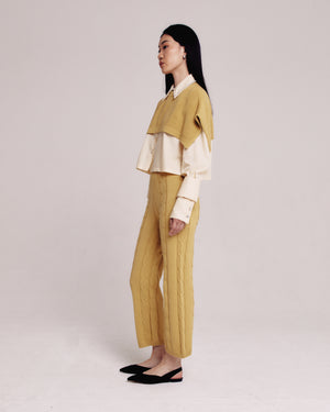 Chartreuse Cable Knit Pants