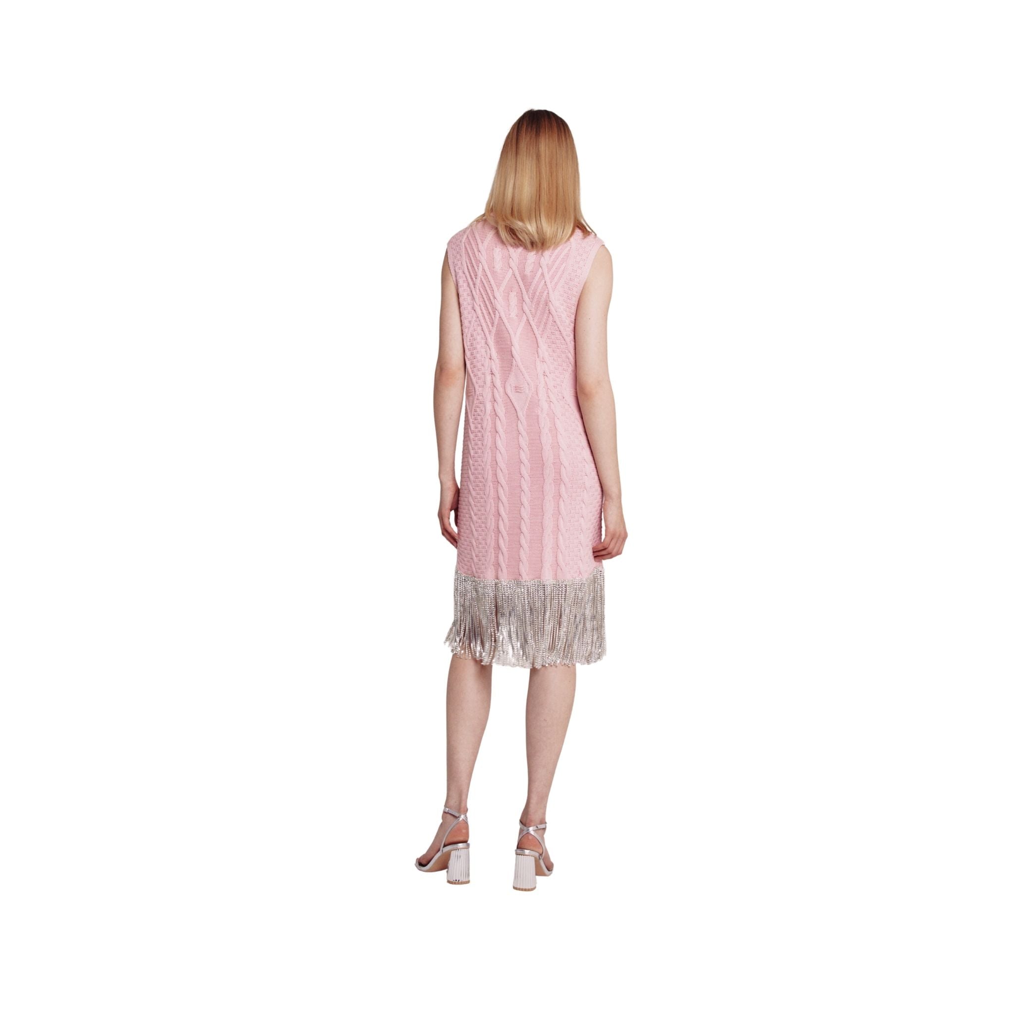 Pink Crystal Embellished Sleeveless Dress