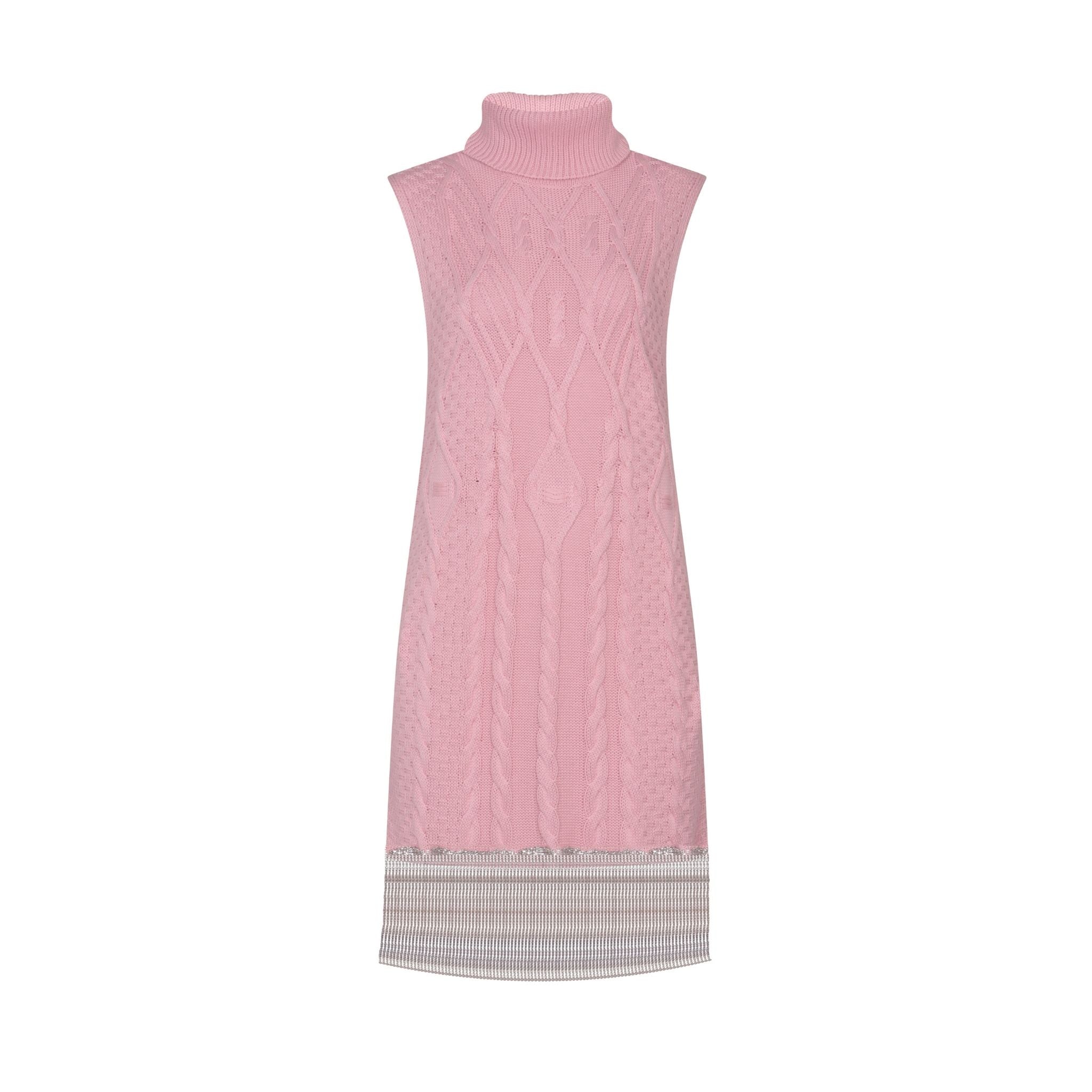 Pink Crystal Embellished Sleeveless Dress
