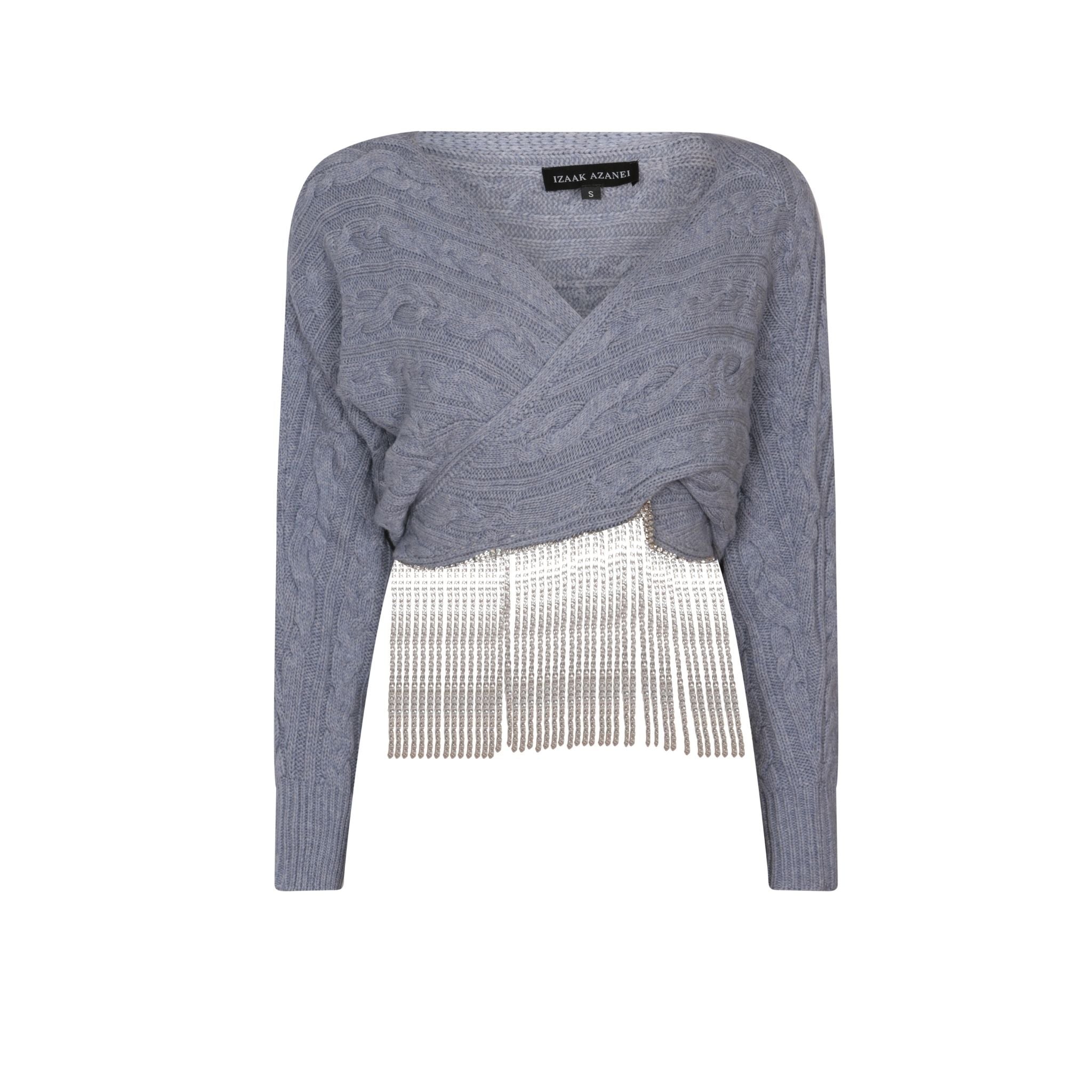 Grey Cropped Embellished Sweater