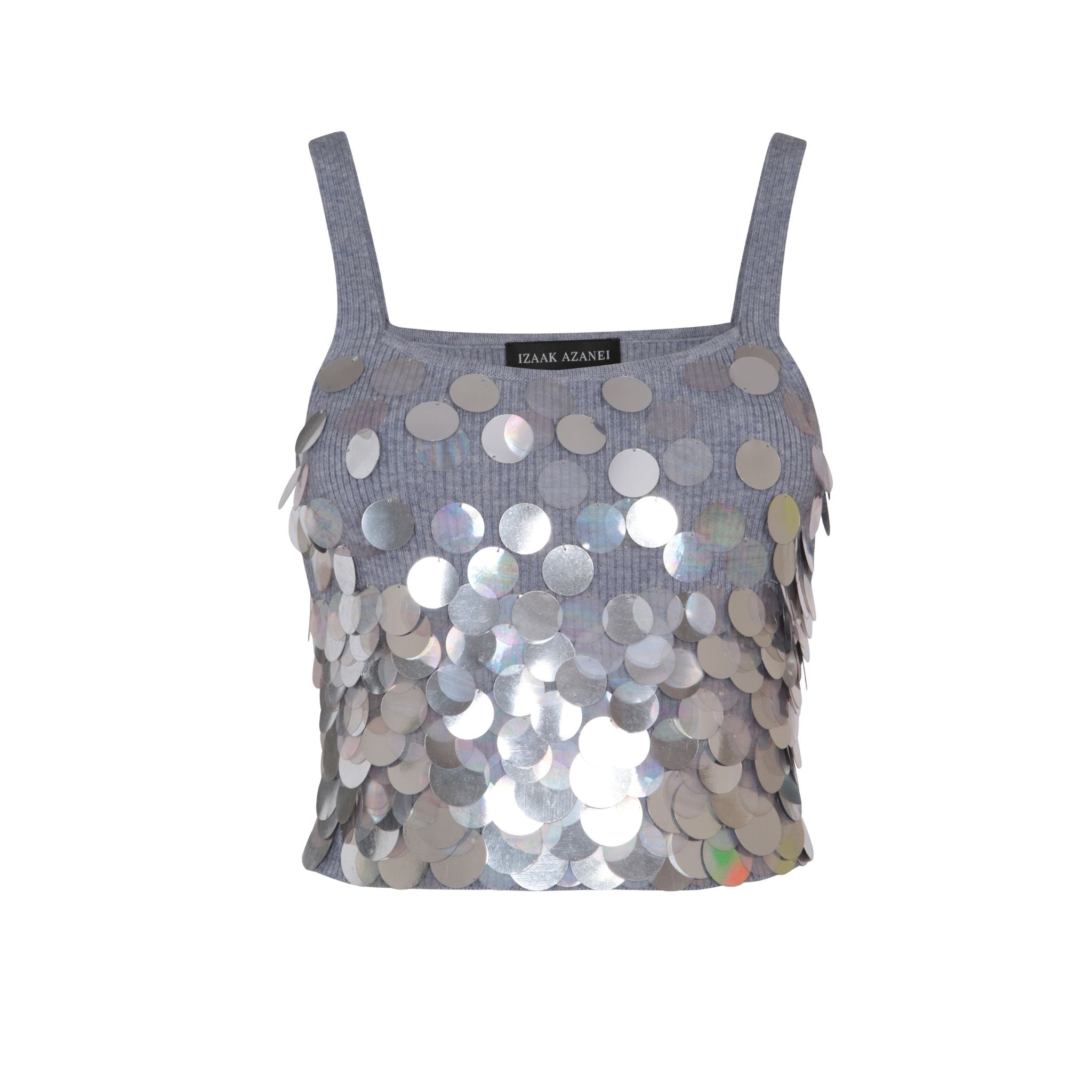 Grey Sequined Cropped Top