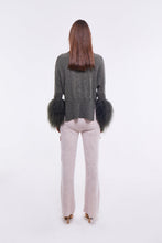 Load image into Gallery viewer, Round Neck Sweater with Shearling Cuffs in Army
