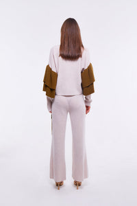 Colour Block Cargo Pants in Oyster and Monk