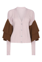 Load image into Gallery viewer, Dual Tone Ruffled Embellished Cardigan in Oyster and Monk
