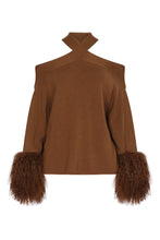 Load image into Gallery viewer, Criss-Cross Sweater with Shearling Cuffs in Monk
