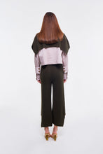 Load image into Gallery viewer, Embellished Shirt in Light Stone with Olive Knit Cape
