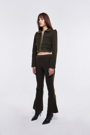 Embellished Structured Jacket in Olive