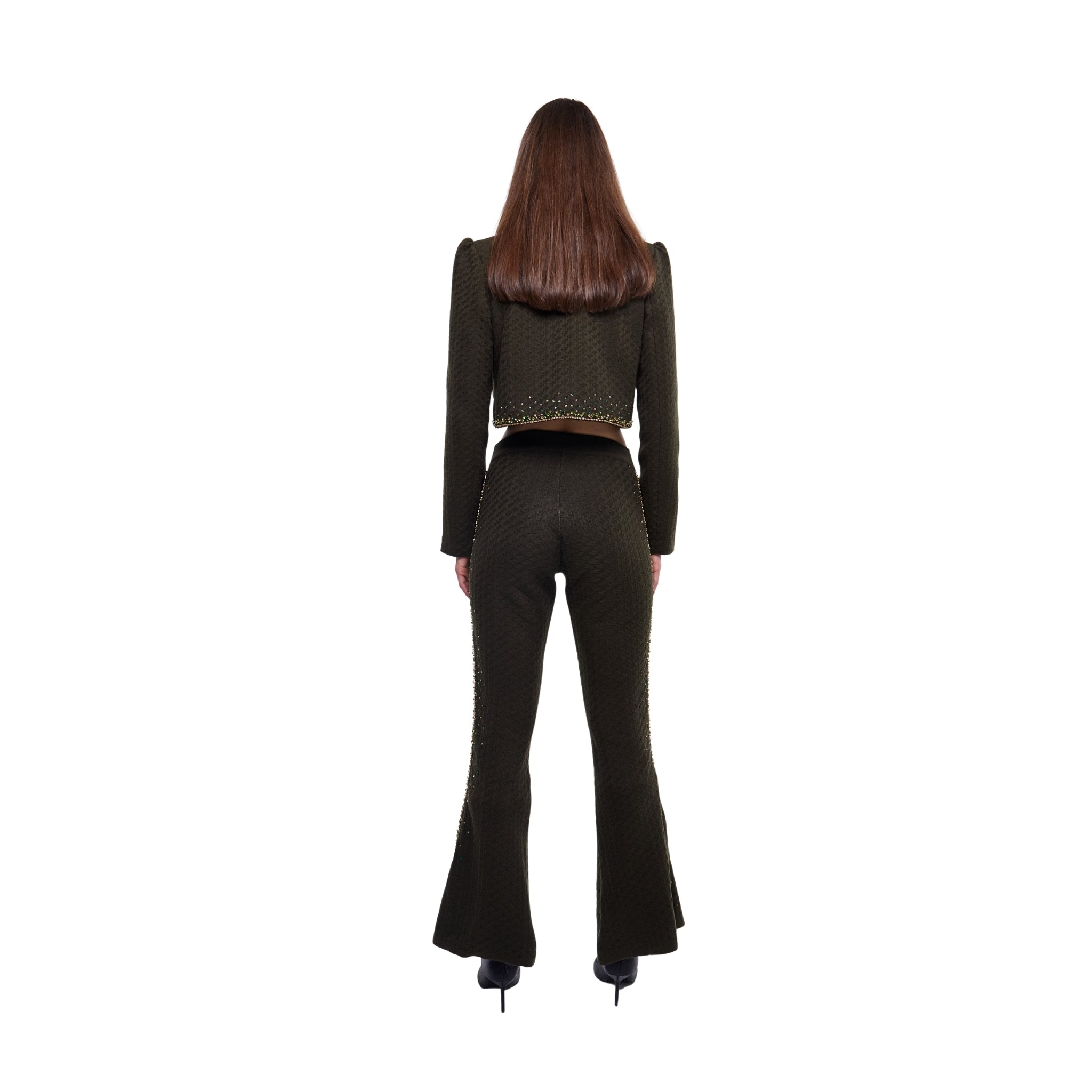 Embellished Structured Jacket in Olive
