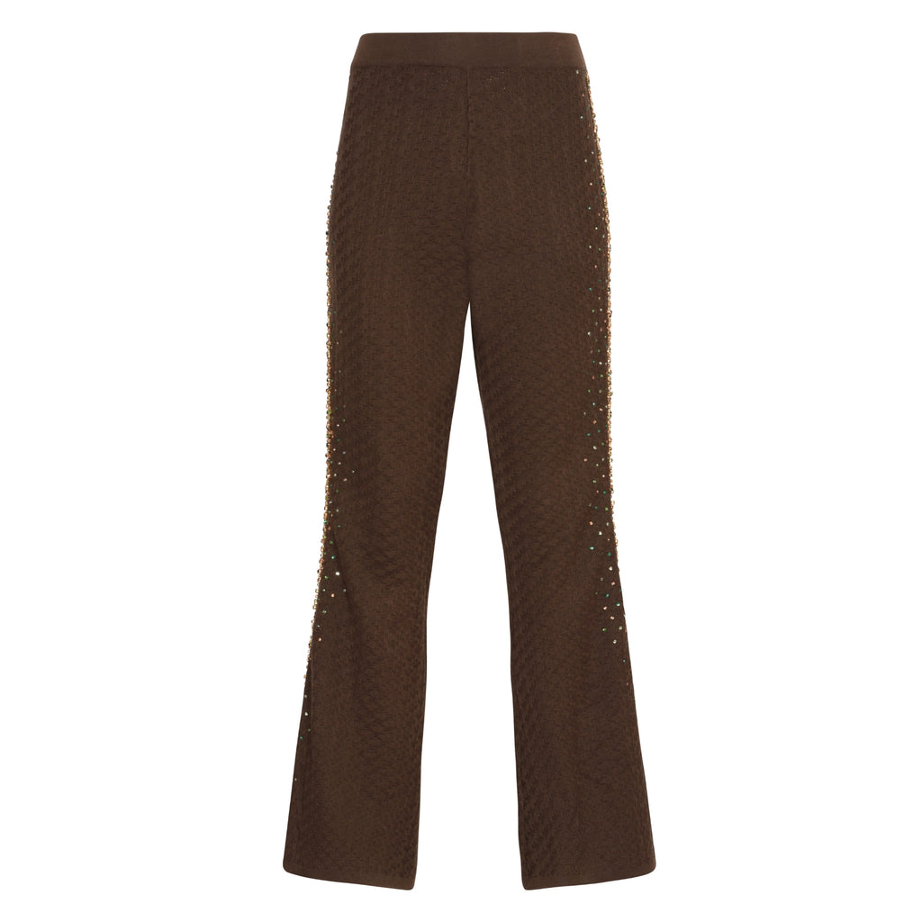 Embellished Structured Pants in Olive