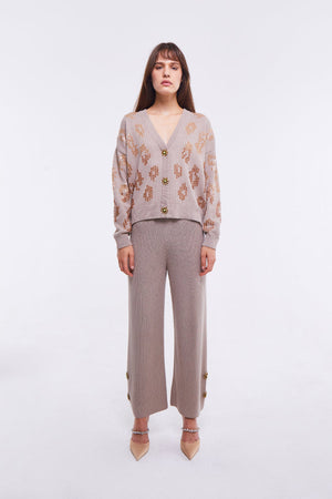 Embellished Pants in Light Stone