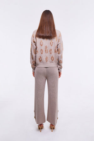 Embellished Pants in Light Stone