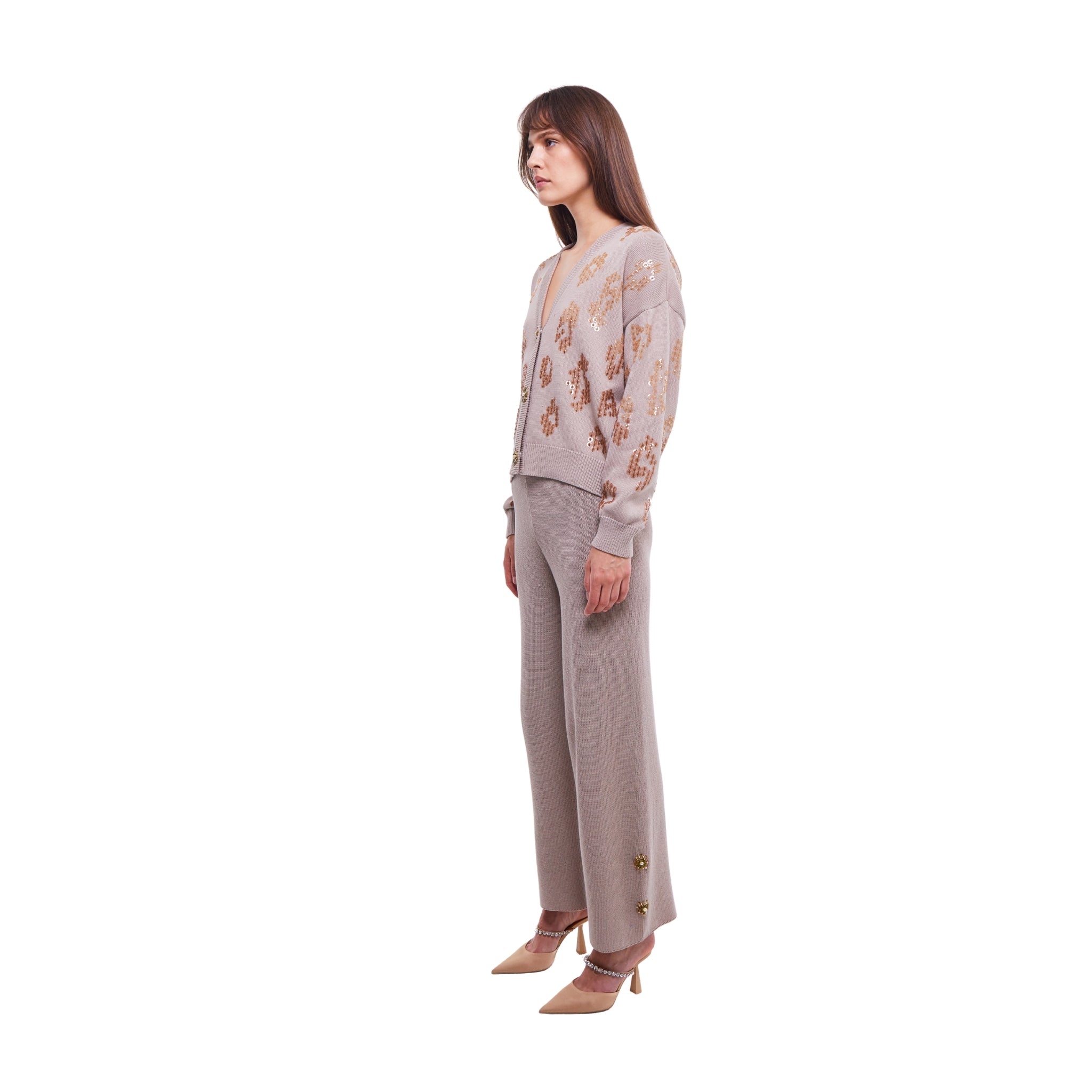 Embellished Cardigan in Light Stone