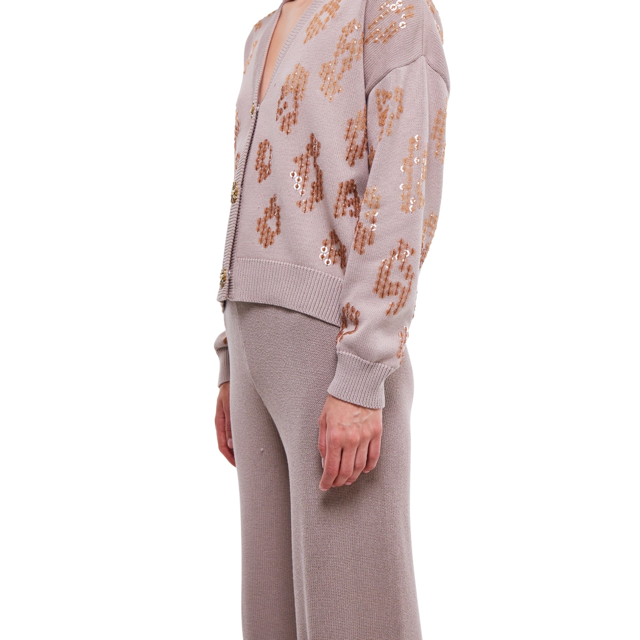 Embellished Cardigan in Light Stone