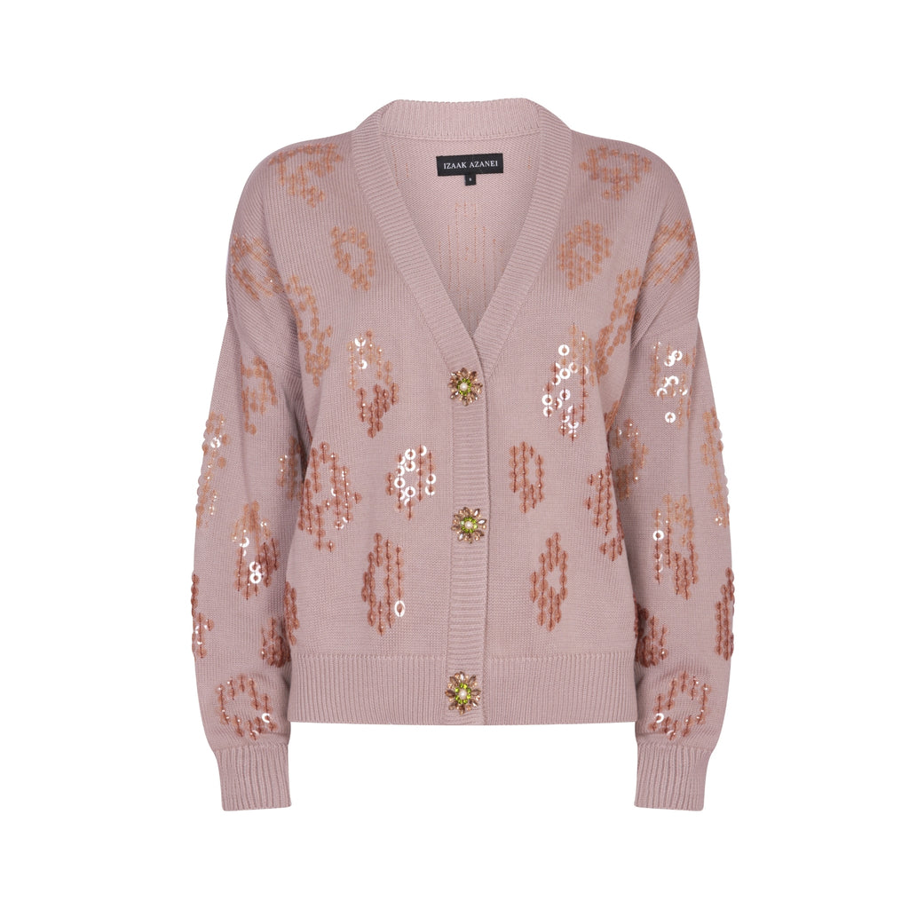 Embellished Cardigan in Light Stone