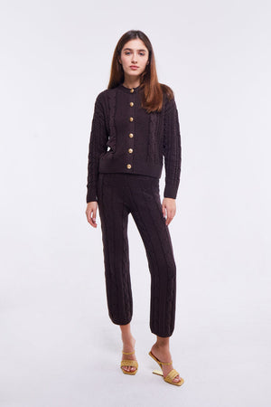 Cable Knit Pants in Chestnut