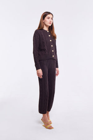 Cable Knit Pants in Chestnut