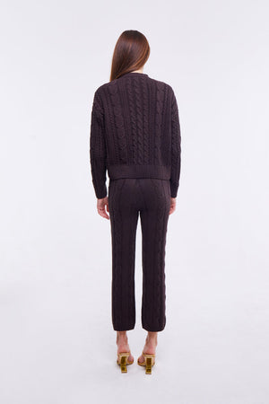 Cable Knit Pants in Chestnut