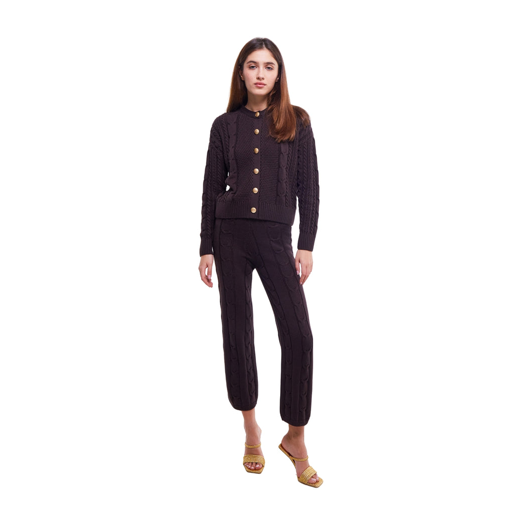 Cable Knit Pants in Chestnut