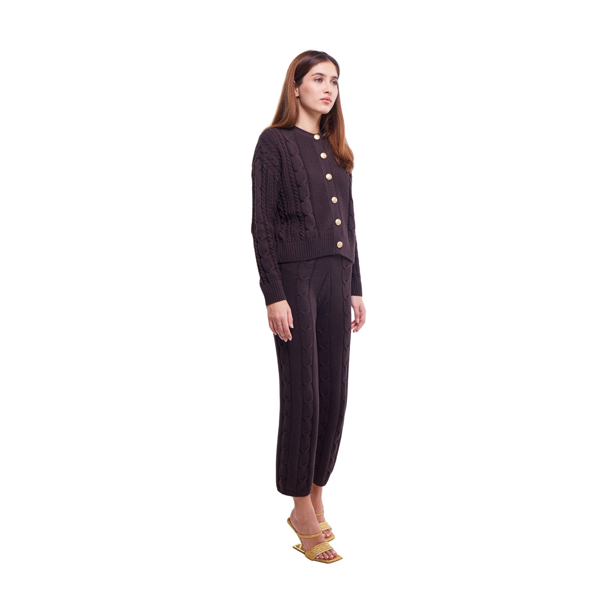 Cable Knit Pants in Chestnut