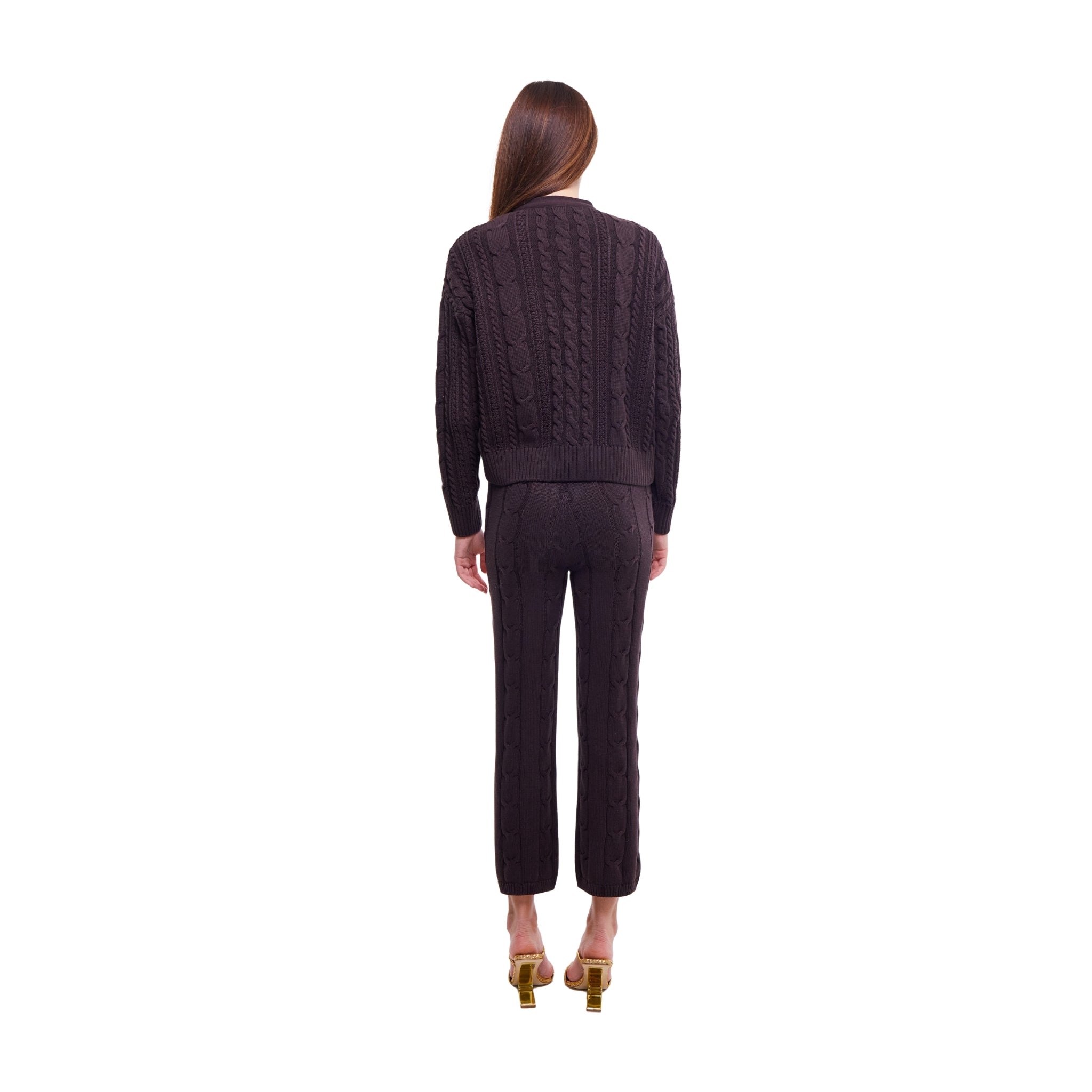 Cable Knit Pants in Chestnut