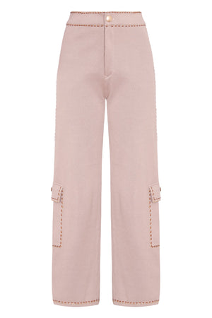 Straight Leg Pants with Embellishment in Light Stone