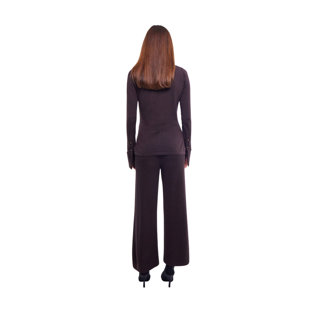 Fitted Shirt with Embellished Collar in Chestnut