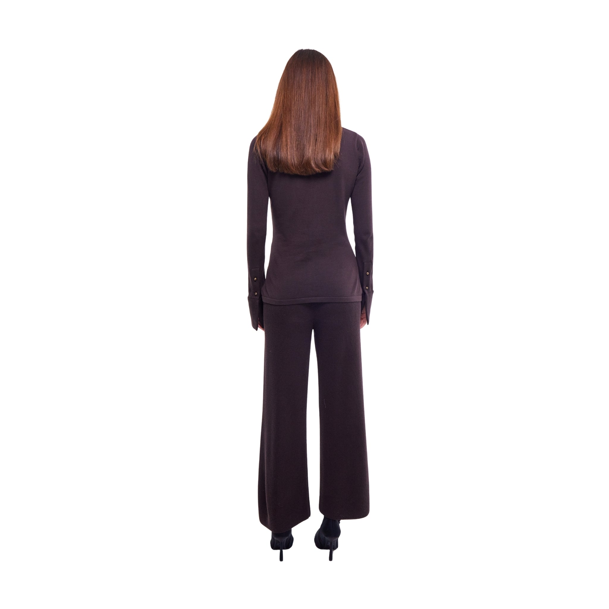 Fitted Shirt with Embellished Collar in Chestnut