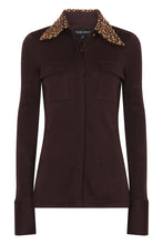Load image into Gallery viewer, Fitted Shirt with Embellished Collar in Chestnut

