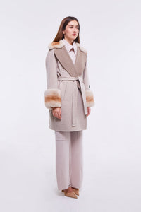 Beige Loro Piana Coat with Collar and Cuffs