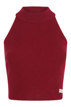 Load image into Gallery viewer, Ribbed Cropped Halter Top in Crimson
