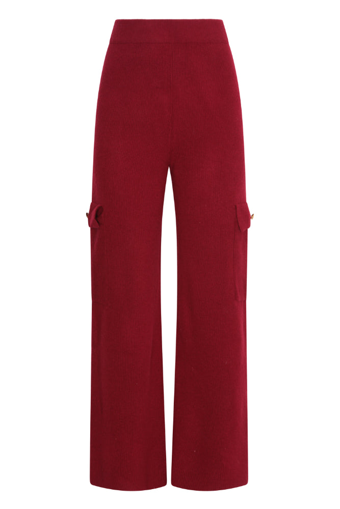 Cargo Pants With Button Detail in Crimson