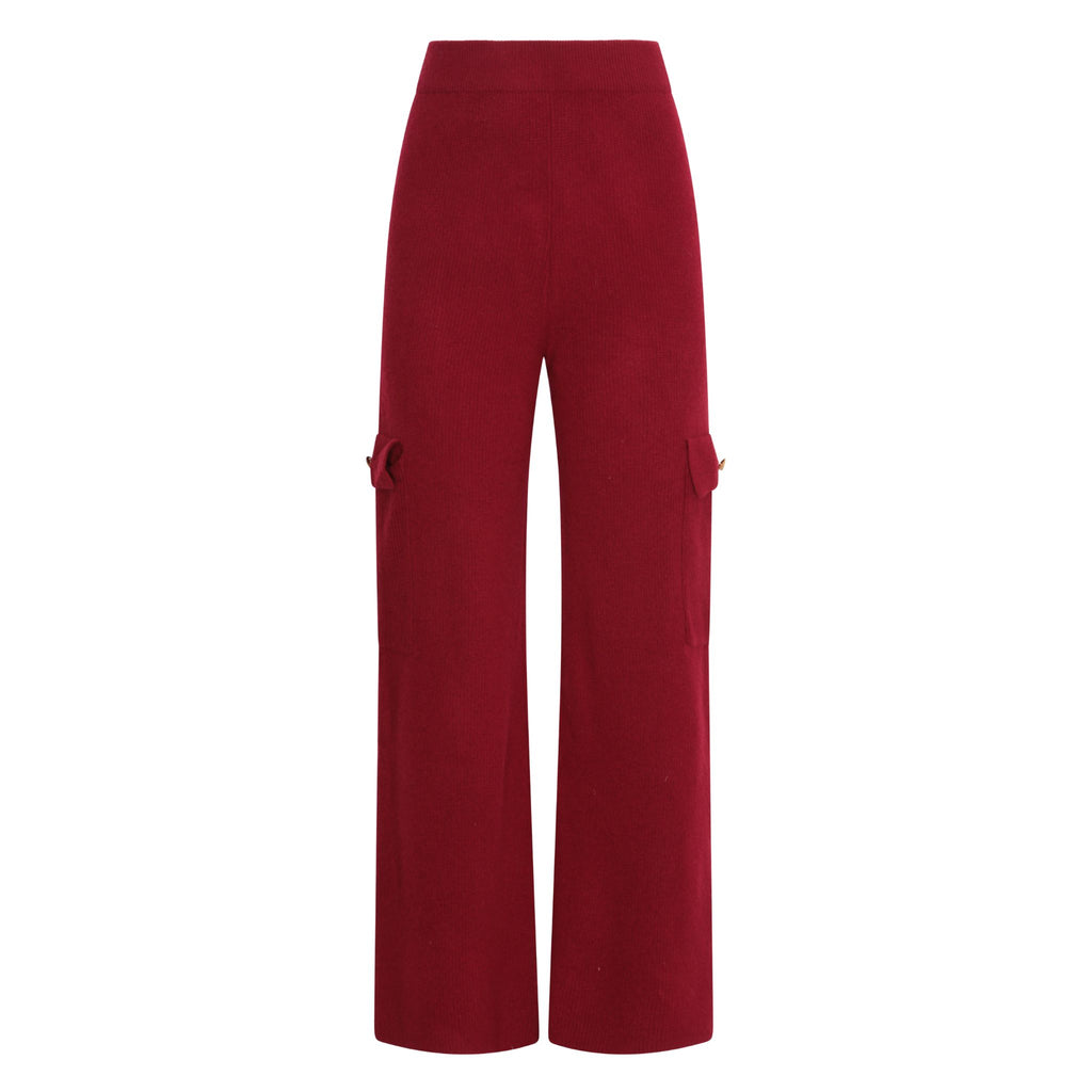 Cargo Pants With Button Detail in Crimson