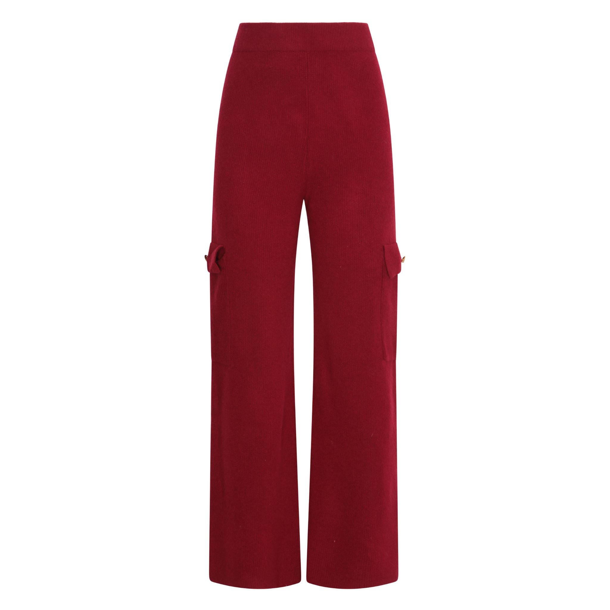 Cargo Pants With Button Detail in Crimson