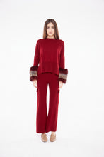 Load image into Gallery viewer, Crimson Round Neck Sweater with Cuffs
