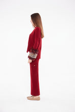 Load image into Gallery viewer, Crimson Round Neck Sweater with Cuffs
