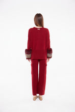 Load image into Gallery viewer, Crimson Round Neck Sweater with Cuffs
