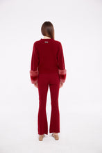 Load image into Gallery viewer, Tie Detailed Cuff  Sweater in Crimson
