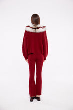 Load image into Gallery viewer, Cable Knit Cardigan with Collar in Crimson
