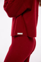 Load image into Gallery viewer, Cable Knit Cardigan with Collar in Crimson
