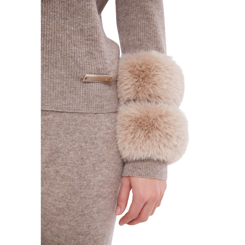 Collared Sweater with Faux Cuffs in Rice Flower