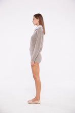 Load image into Gallery viewer, Zip Up Sweater with Lamb Shearling Collar in Rice Flower
