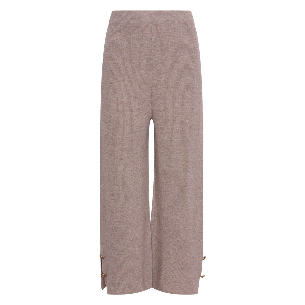 Cropped Pants With Button Detail in Rice Flower