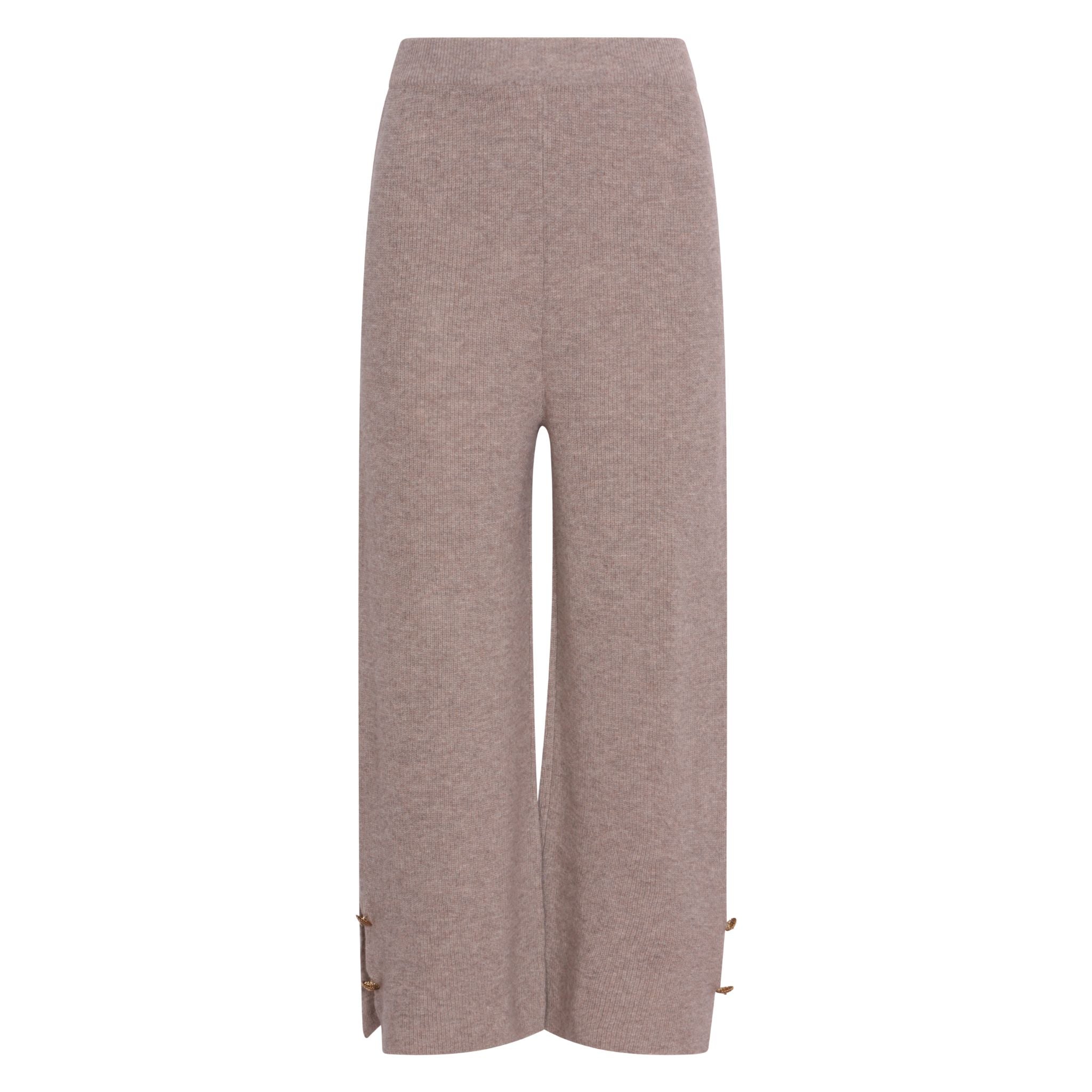 Cropped Pants With Button Detail in Rice Flower