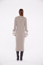 Load image into Gallery viewer, Long Cable Knit Dress with Cuffs in Rice Flower
