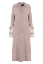 Load image into Gallery viewer, Long Cable Knit Dress with Cuffs in Rice Flower
