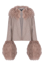 Load image into Gallery viewer, Cable Knit Jacket with Shearling Collar &amp; Cuffs in Rice Flower
