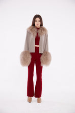 Load image into Gallery viewer, Cable Knit Jacket with Shearling Collar &amp; Cuffs in Rice Flower
