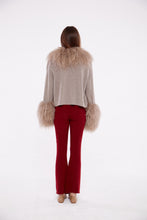 Load image into Gallery viewer, Cable Knit Jacket with Shearling Collar &amp; Cuffs in Rice Flower
